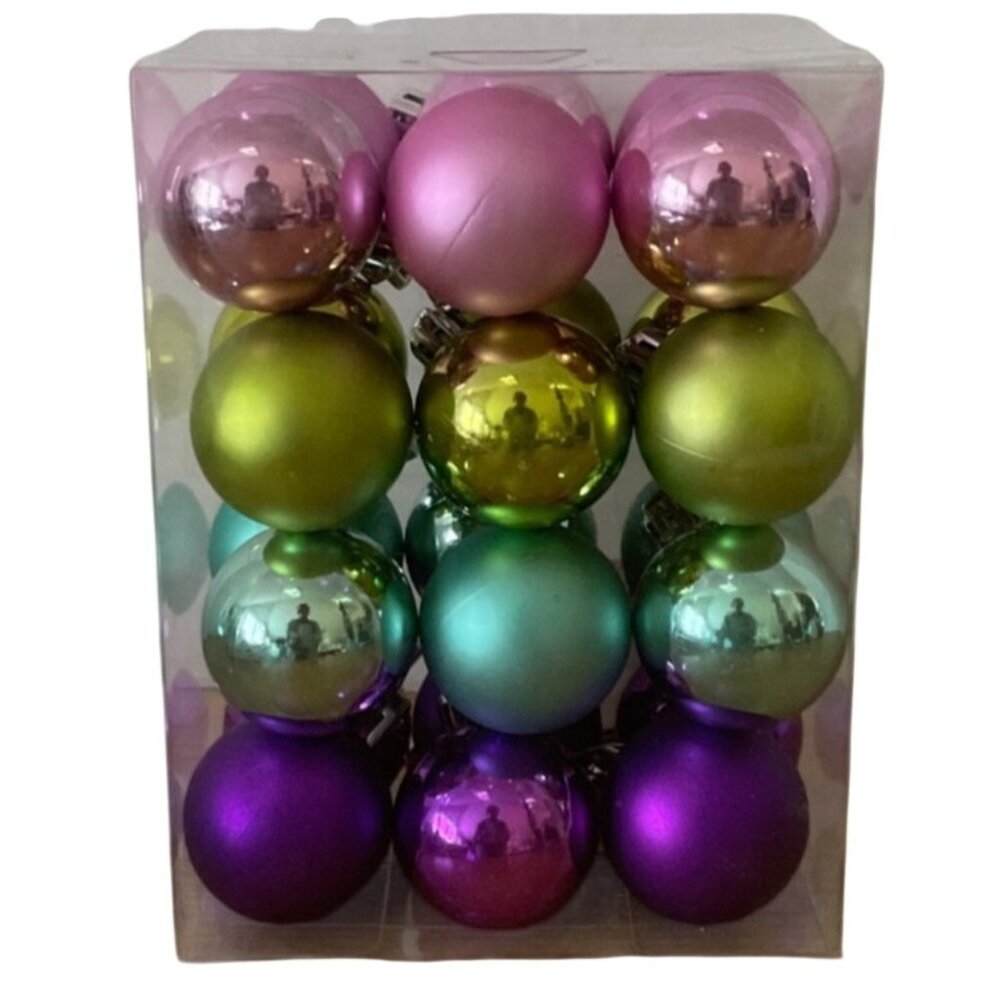 Hobby Lobby My Little Christmas Mini Ball Ornaments 1.57in 24 Pc Set Multicolor